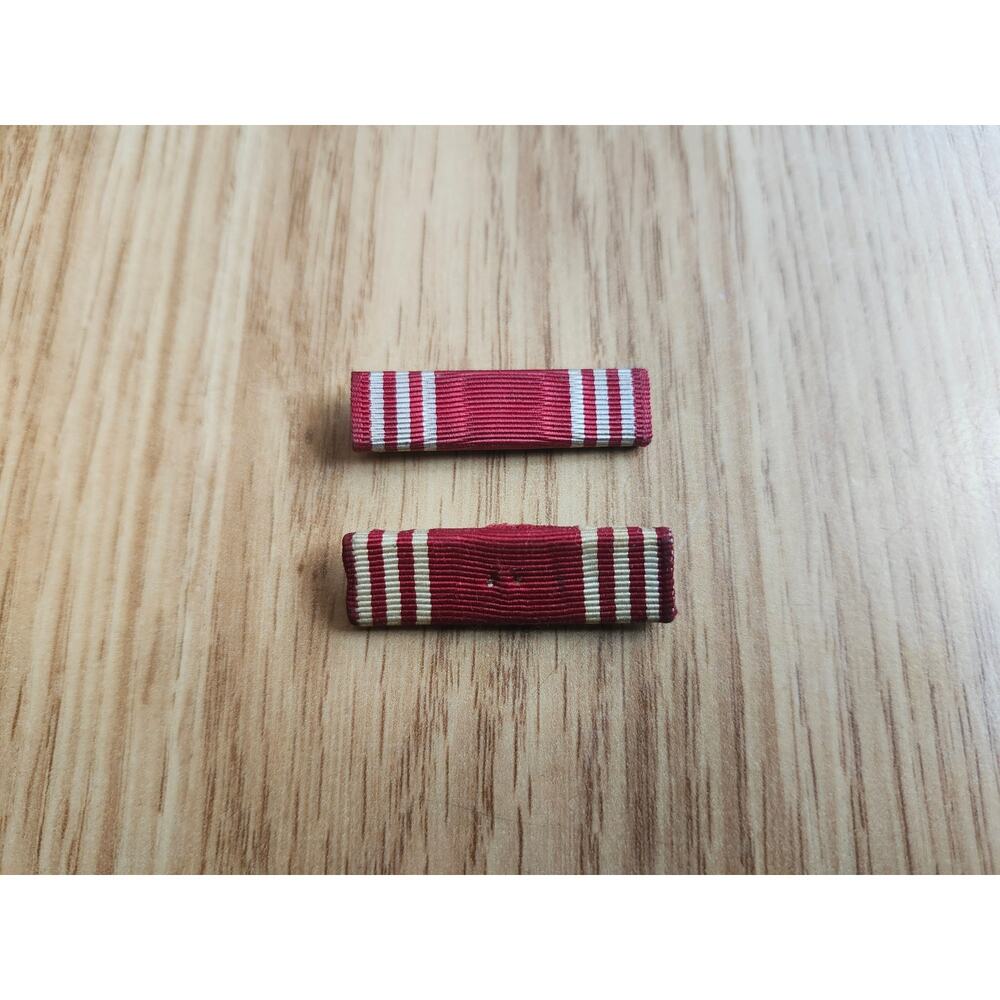 Lot of 2 WWII US Army Good Conduct‎ Medal Ribbon Bars – Red White Pin-Back